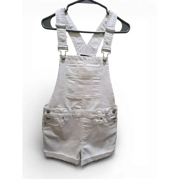 Girls White Denim Shortalls | Overall Shorts | Size 9 | Pre-Owned - Picture 8 of 15